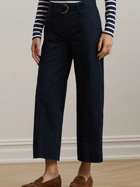 Lauren Ralph Lauren spodnie damskie kolor granatowy szerokie high waist 200876606