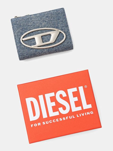 Diesel portfel bawełniany 1DR 1DR BI-FOLD ZIP II damski kolor niebieski X09888.P1730