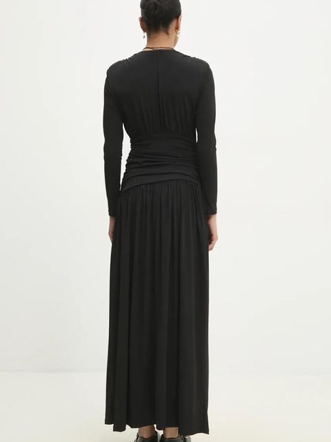 Answear.LAB sukienka kolor czarny maxi rozkloszowana