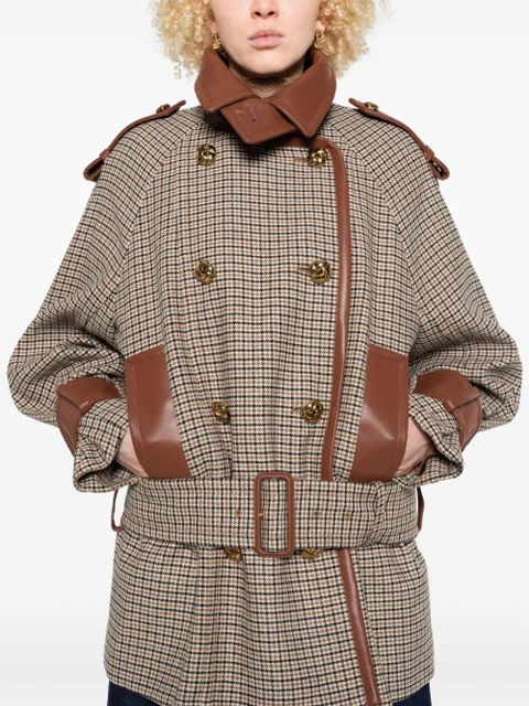 ZIMMERMANN checked belted leather-trimmed jacket - Neutrals