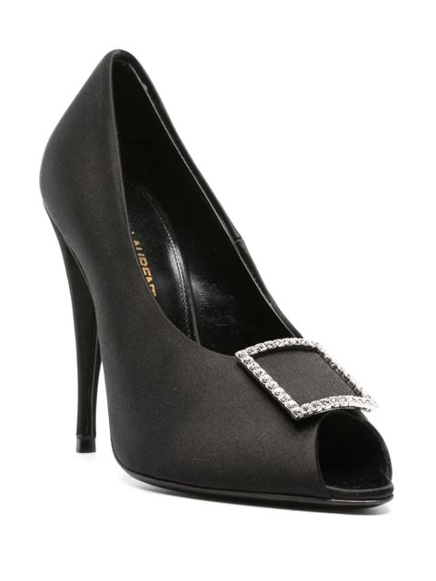 Saint Laurent 115mm crystal-embellished satin pumps - Black