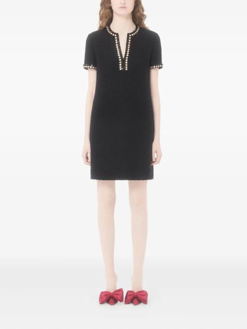 Valentino Garavani embroidered canestrello-tweed mini dress - Black