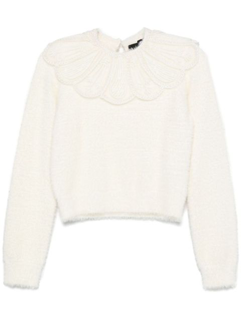ROTATE BIRGER CHRISTENSEN lace-collar knit sweater - White - zdjęcie produktu nr 1