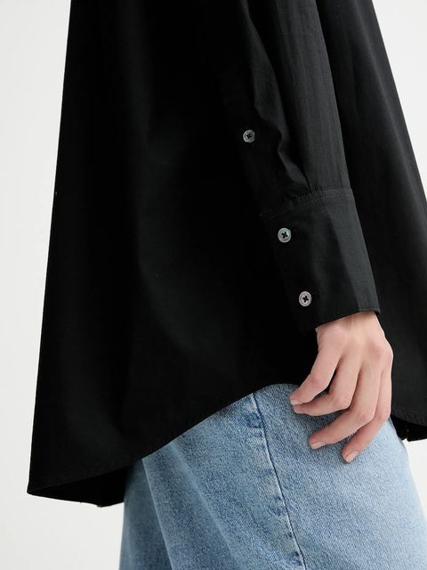 Marc O'Polo koszula damska kolor czarny relaxed z kołnierzykiem klasycznym 508113442221