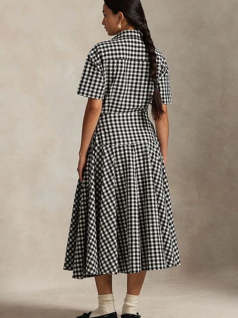 Polo Ralph Lauren sukienka bawełniana kolor czarny midi rozkloszowana 211A89374