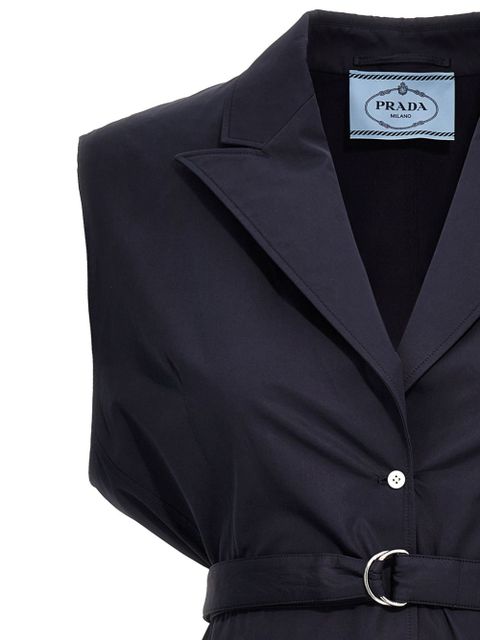 Prada belted poplin vest - Blue