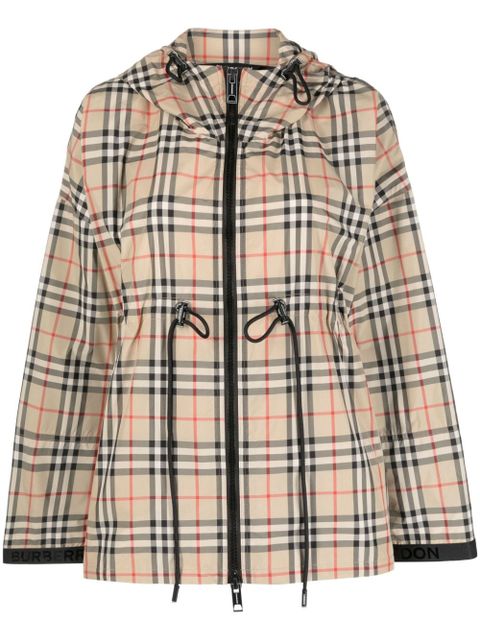 Burberry plaid-check hooded jacket - Neutrals - zdjęcie produktu nr 1