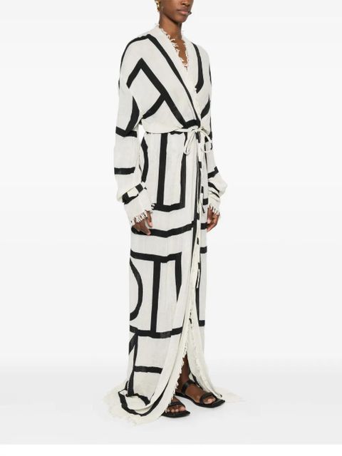 TOTEME geometric-print wrap dress - Neutrals