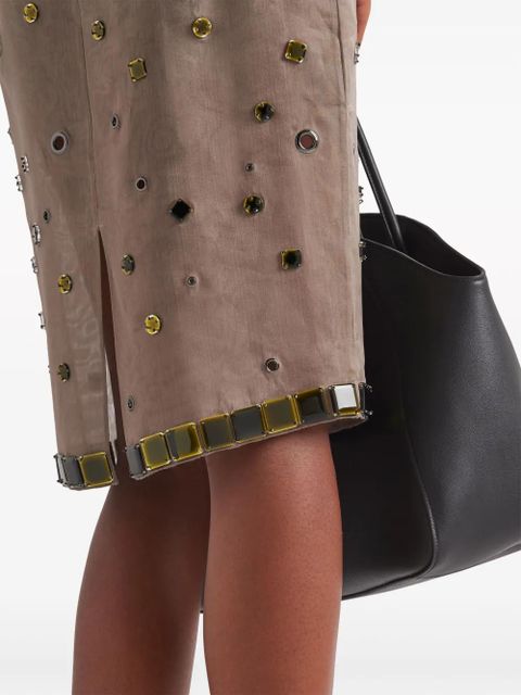 Prada eyelet-embellished silk dress - Green