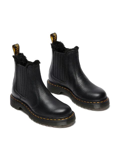Dr. Martens sztyblety skórzane 2976 Leonore II damskie kolor czarny na platformie lekko ocieplone DM41416001 - zdjęcie produktu nr 2
