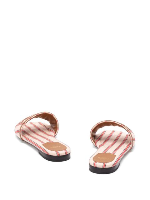 FENDI Sunshine striped logo-patch flat sandals - Multicolour