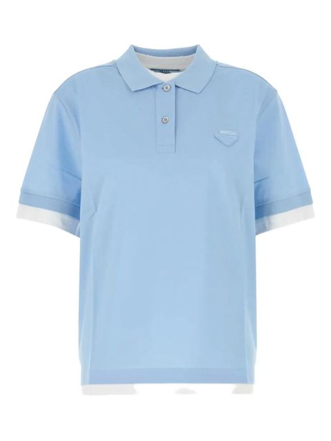 Prada piquet cotton polo shirt - Blue - zdjęcie produktu nr 1