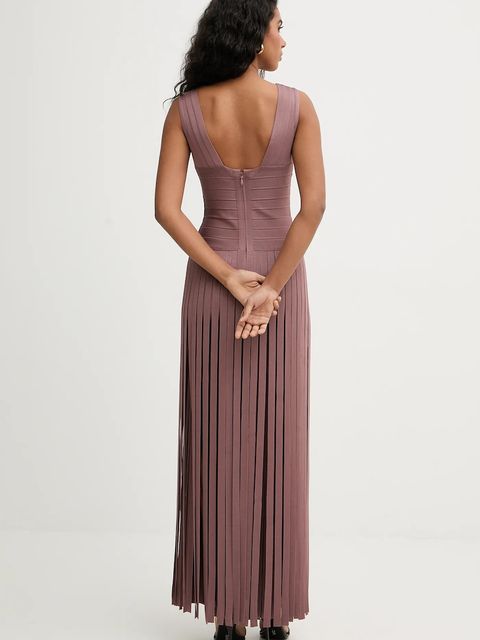 Herve Leger sukienka Harlow kolor brązowy maxi dopasowana FRI8549951 - zdjęcie produktu nr 2