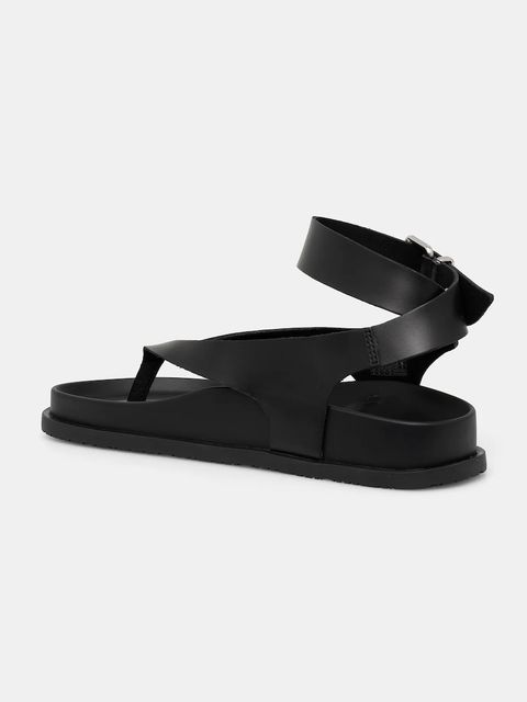 Tommy Jeans sandały skórzane TJW ANKLE STRAP SANDAL damskie kolor czarny EN0EN02873