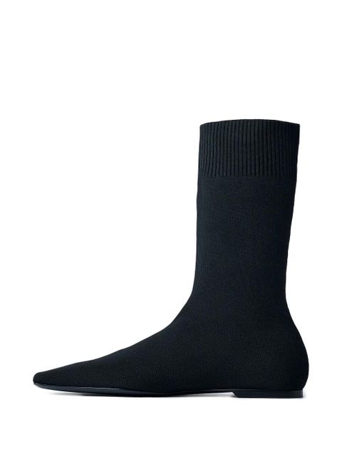 TOTEME square-toe ribbed-knit boots - Black