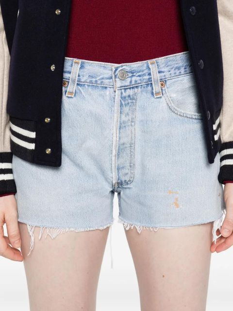 RE/DONE frayed-edges denim shorts - Blue