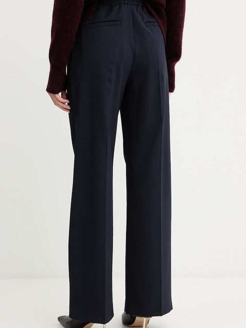 Weekend Max Mara spodnie z dodatkiem wełny PETRA damskie kolor granatowy proste high waist 2525136032600