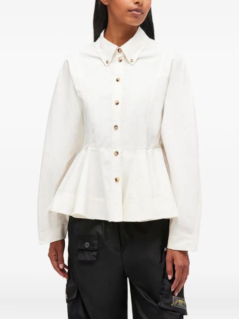 GANNI peplum-detail button shirt - White