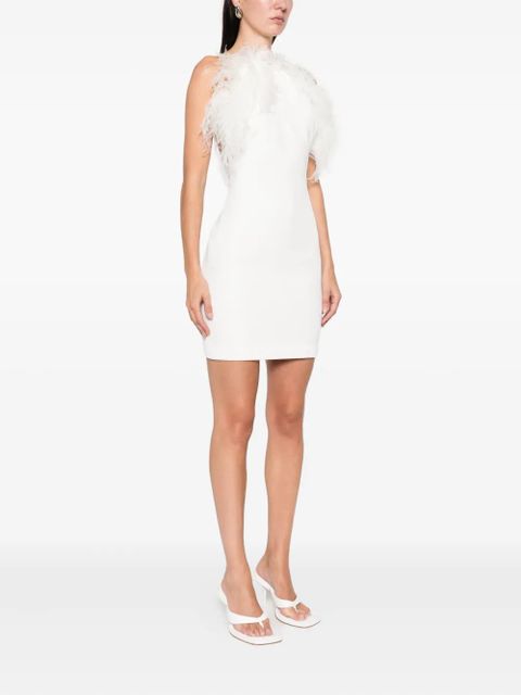 The Attico feather-trim mini dress - White