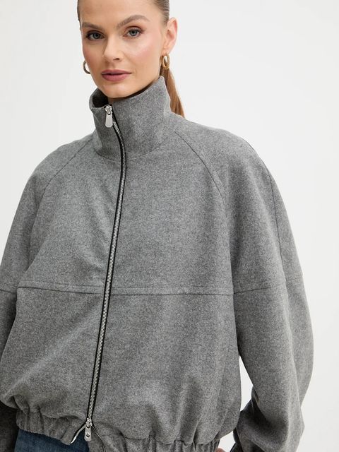 Pinko kurtka z dodatkiem wełny kolor szary przejściowa 106046 A2ZU