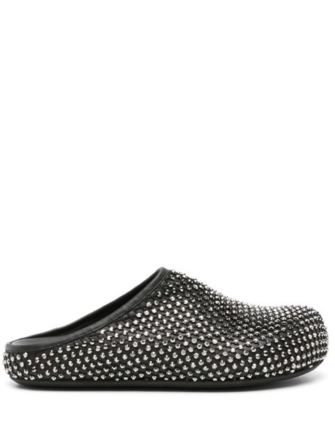 Marni rhinestone-embellished leather slippers - Black - zdjęcie produktu nr 1
