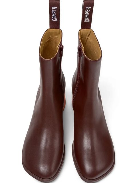 Camper botki skórzane TWS damskie kolor bordowy na słupku K400798-006