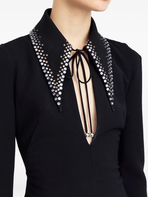 16Arlington Elis embellished collared maxi dress - Black