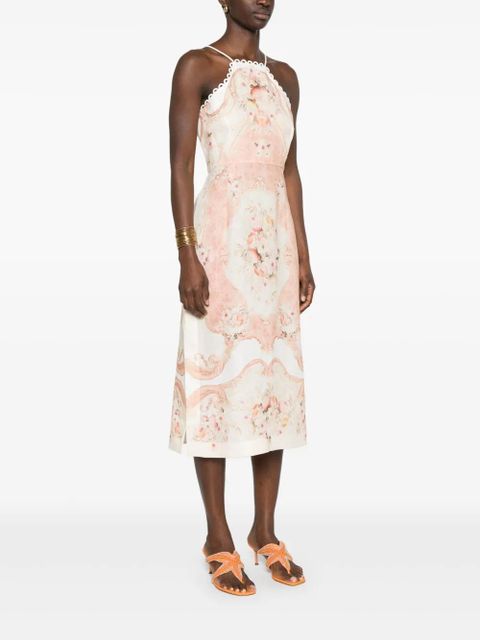 TWINSET printed linen midi dress - Neutrals