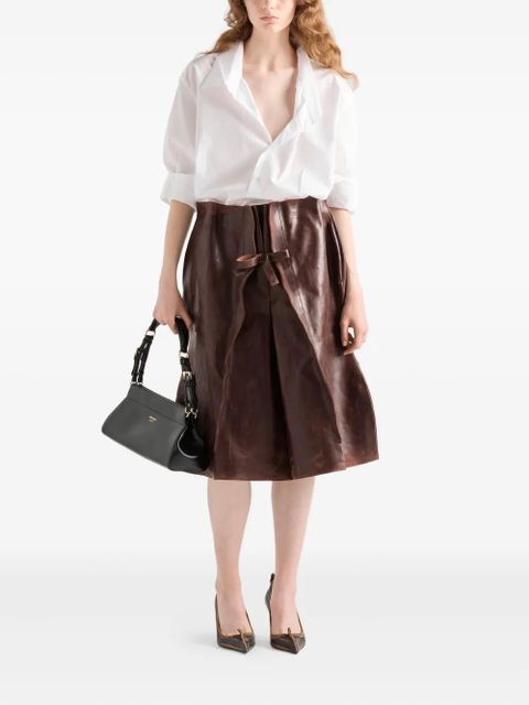 Prada leather midi skirt - Brown - zdjęcie produktu nr 2