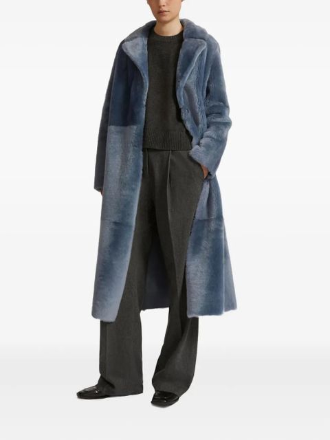 Yves Salomon belted shearling coat - Blue