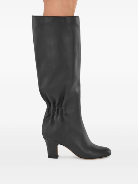 Ferragamo 70mm ruched leather boots - Black