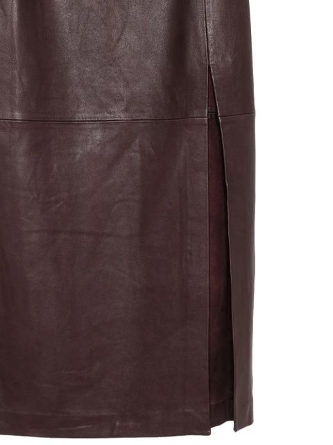 Alysi leather side-split long skirt - Red