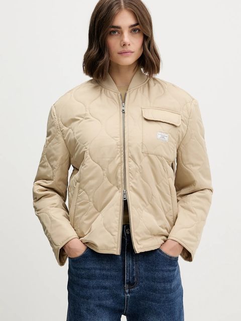 Guess Jeans kurtka kolor beżowy przejściowa oversize W5YL26 WHG02 - zdjęcie produktu nr 1