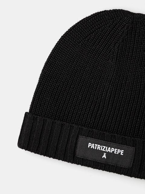 Patrizia Pepe czapka z dodatkiem wełny kolor czarny 2F0111 K9O3A