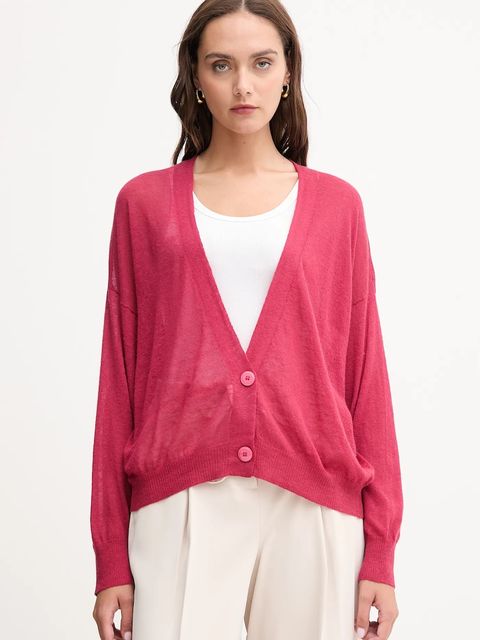 United Colors of Benetton kardigan z wełną damski kolor różowy lekki 109PD6056 - zdjęcie produktu nr 1