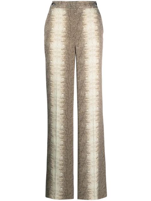 TWINSET lizard-skin effect satin trousers - Brown - zdjęcie produktu nr 1
