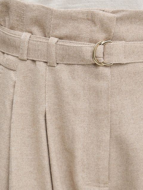 Marella spodnie z dodatkiem wełny damskie kolor beżowy szerokie high waist 2523136192200