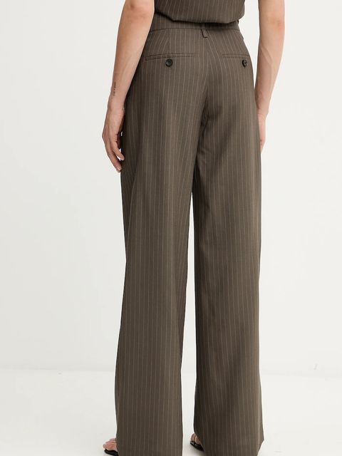 Miss Sixty spodnie wełniane damskie kolor brązowy szerokie high waist 6S3PJ4040A