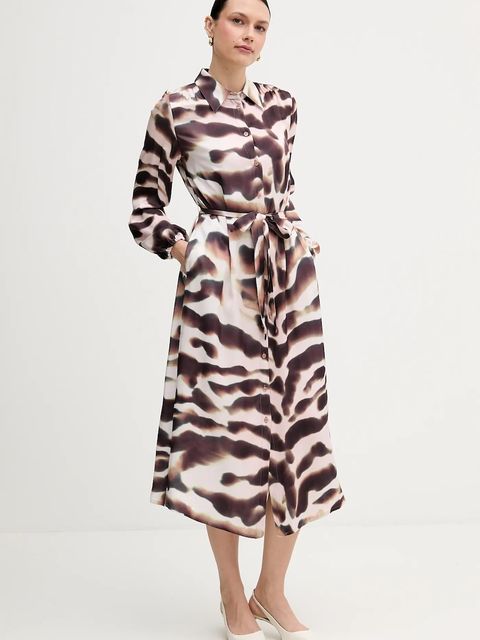 Marc Aurel sukienka kolor brązowy midi prosta 6576-1000-24817 - zdjęcie produktu nr 2