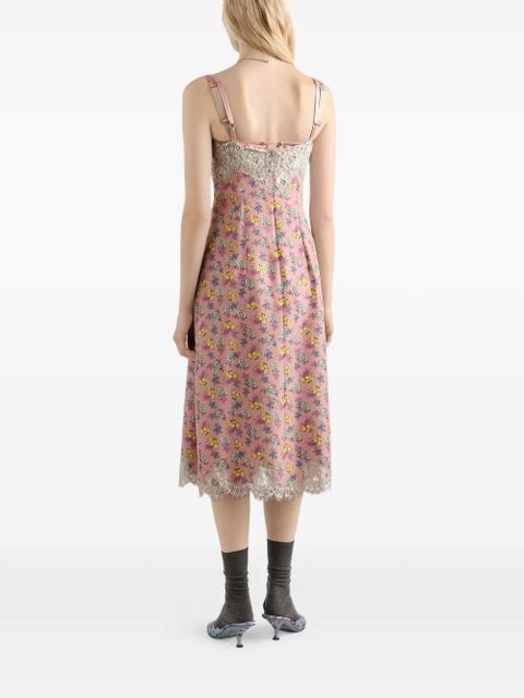 Dolce & Gabbana lace-detail floral-print midi dress - Pink