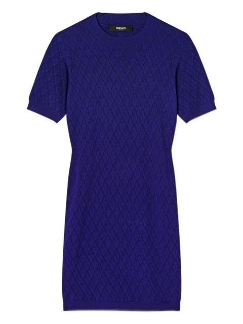 Versace short-sleeve V-pattern mini dress - Blue - zdjęcie produktu nr 1