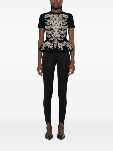 Alexander McQueen jacquard peplum hem T-shirt - Black - zdjęcie produktu nr 2