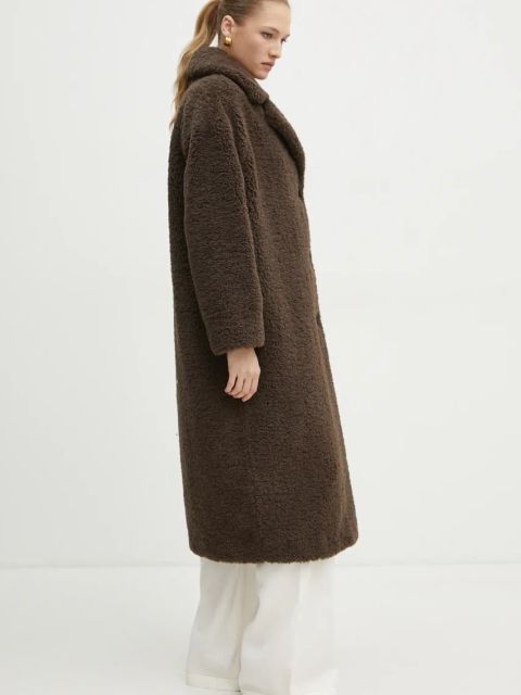 Guess płaszcz ALINA damski kolor brązowy przejściowy W3BL86 WF2C2