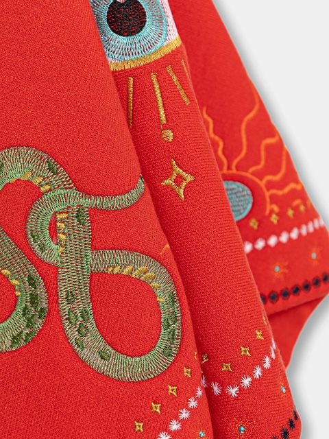 Never Fully Dressed chusta Mystcial damska kolor czerwony z aplikacją NFDA592