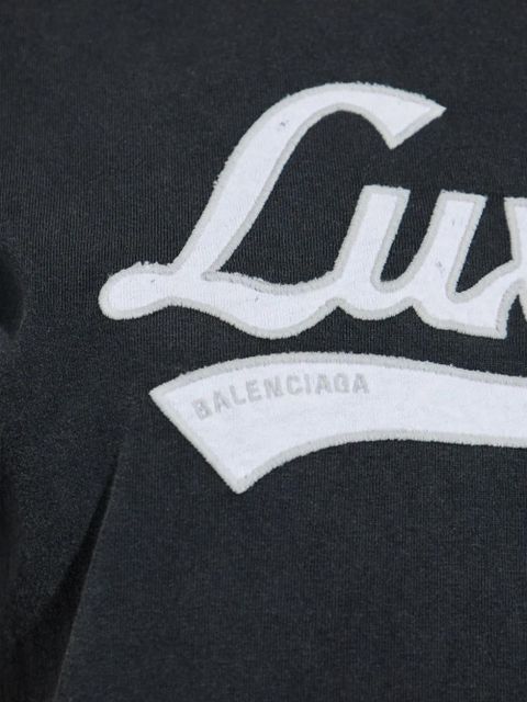 Balenciaga logo-embroidered layered dress - Black