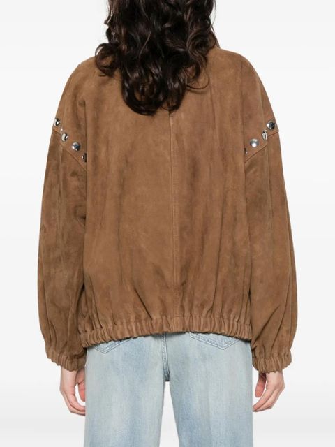 SANDRO studded zip-up jacket - Brown