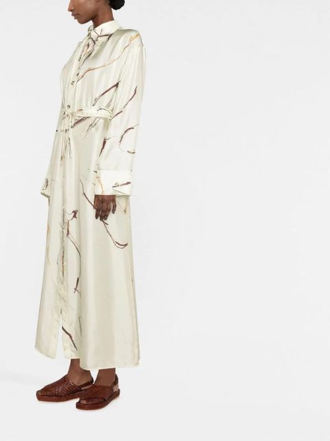 Nanushka abstract-print silk shirt dress - Neutrals