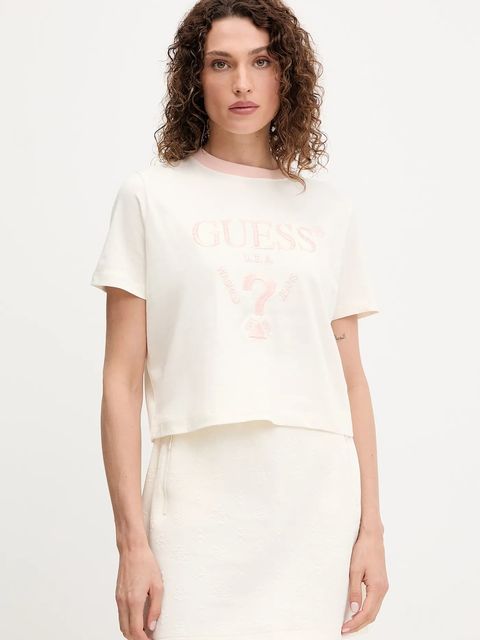 Guess spódnica PEONY kolor beżowy mini prosta V5YD03 KBSL2