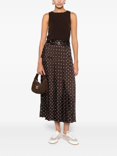 SANDRO pleated patterned midi skirt - Brown