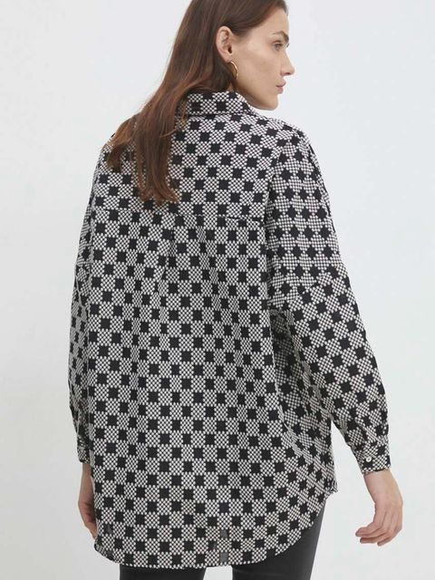 Answear.LAB koszula damska kolor czarny relaxed z kołnierzykiem klasycznym